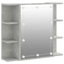 spejlskab med LED-lys 70x16,5x60 cm betongrå