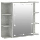 spejlskab med LED-lys 70x16,5x60 cm betongrå