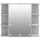 spejlskab med LED-lys 70x16,5x60 cm betongrå