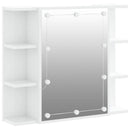 spejlskab med LED-lys 70x16,5x60 cm hvid højglans
