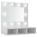 spejlskab med LED-lys 60x31,5x62 cm hvid højglans