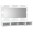 spejlskab med LED-lys 90x31,5x62 cm hvid