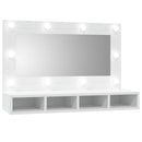 spejlskab med LED-lys 90x31,5x62 cm hvid