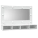 spejlskab med LED-lys 90x31,5x62 cm hvid