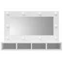 spejlskab med LED-lys 90x31,5x62 cm hvid