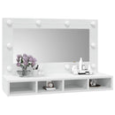 spejlskab med LED-lys 90x31,5x62 cm hvid