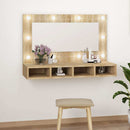 spejlskab med LED-lys 90x31,5x62 cm sonoma-eg