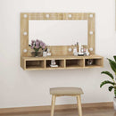 spejlskab med LED-lys 90x31,5x62 cm sonoma-eg