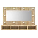 spejlskab med LED-lys 90x31,5x62 cm sonoma-eg