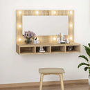 spejlskab med LED-lys 90x31,5x62 cm sonoma-eg