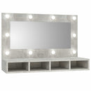 spejlskab med LED-lys 90x31,5x62 cm betongrå