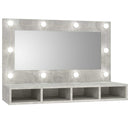 spejlskab med LED-lys 90x31,5x62 cm betongrå