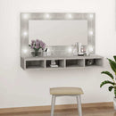spejlskab med LED-lys 90x31,5x62 cm betongrå