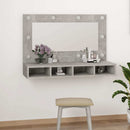 spejlskab med LED-lys 90x31,5x62 cm betongrå