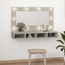 spejlskab med LED-lys 90x31,5x62 cm betongrå