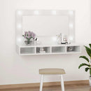 spejlskab med LED-lys 90x31,5x62 cm hvid højglans