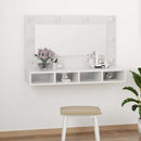 spejlskab med LED-lys 90x31,5x62 cm hvid højglans