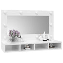 spejlskab med LED-lys 90x31,5x62 cm hvid højglans