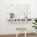 spejlskab med LED-lys 90x31,5x62 cm hvid højglans