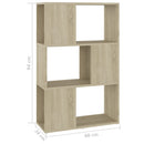 bogreol/rumdeler 60x24x94 cm konstrueret træ sonoma-eg