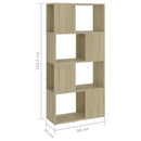bogreol/rumdeler 60x24x124,5 cm konstrueret træ sonoma-eg