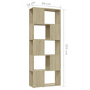 bogreol/rumdeler 60x24x155 cm konstrueret træ sonoma-eg