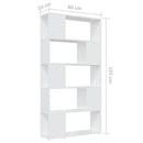 bogreol/rumdeler 80x24x155 cm konstrueret træ hvid