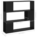 bogreol/rumdeler 100x24x94 cm sort