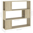 bogreol/rumdeler 100x24x94 cm konstrueret træ sonoma-eg