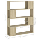 bogskab/rumdeler 100x24x124 cm konstrueret træ sonoma-eg