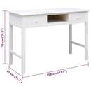 skrivebord 108x45x76 cm massivt kejsertræ hvid