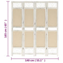 4-panels rumdeler 140x165 cm stof cremefarvet
