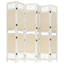 6-panels rumdeler 210x165 cm stof cremefarvet