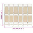 6-panels rumdeler 210x165 cm stof cremefarvet