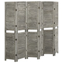 6-panels rumdeler 214x166 cm massivt træ grå