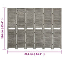 6-panels rumdeler 214x166 cm massivt træ grå