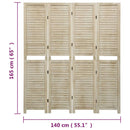 4-panels rumdeler 140x165 cm massivt kejsertræ
