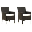 havestole med hynder 2 stk. polyrattan sort