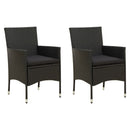 havestole med hynder 2 stk. polyrattan sort