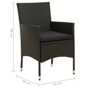 havestole med hynder 2 stk. polyrattan sort