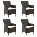 havestole med hynder 4 stk. polyrattan brun