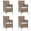 havestole med hynder 4 stk. polyrattan beige