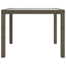 havebord 90x90x75 cm hærdet glas og polyrattan grå