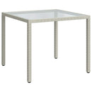 havebord 90x90x75 cm hærdet glas og polyrattan hvid