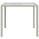 havebord 90x90x75 cm hærdet glas og polyrattan hvid