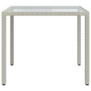 havebord 90x90x75 cm hærdet glas og polyrattan hvid