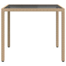 havebord 90x90x75 cm hærdet glas og polyrattan beige