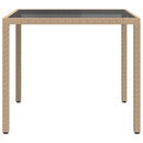 havebord 90x90x75 cm hærdet glas og polyrattan beige