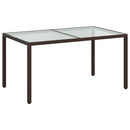 havebord 150x90x75 cm hærdet glas og polyrattan brun