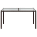 havebord 150x90x75 cm hærdet glas og polyrattan brun
